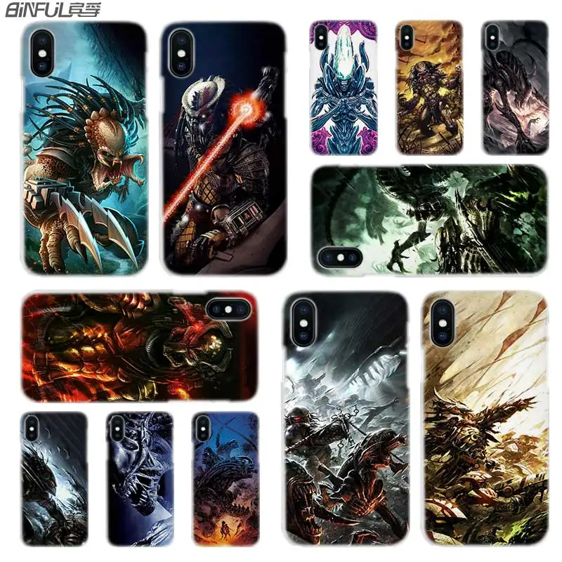 

BINFUL iphone case cover transparent for iPhone X XR XS Max 8 7 6s 6 Plus 5 5s XI R 2019 4s Xenomorph Aliens predator