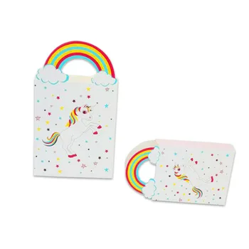 10pcs Kraft Paper Unicorn candy box Gift Bags Sweets Candy Packing Pouches wedding baby kid