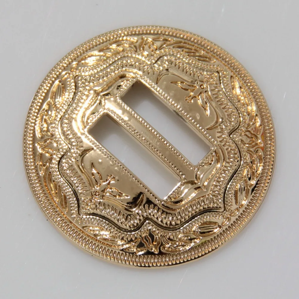 5X Western Gold Sliver Engraved Leathercraft Slotted Conchos For Saddles 1-1/4" 