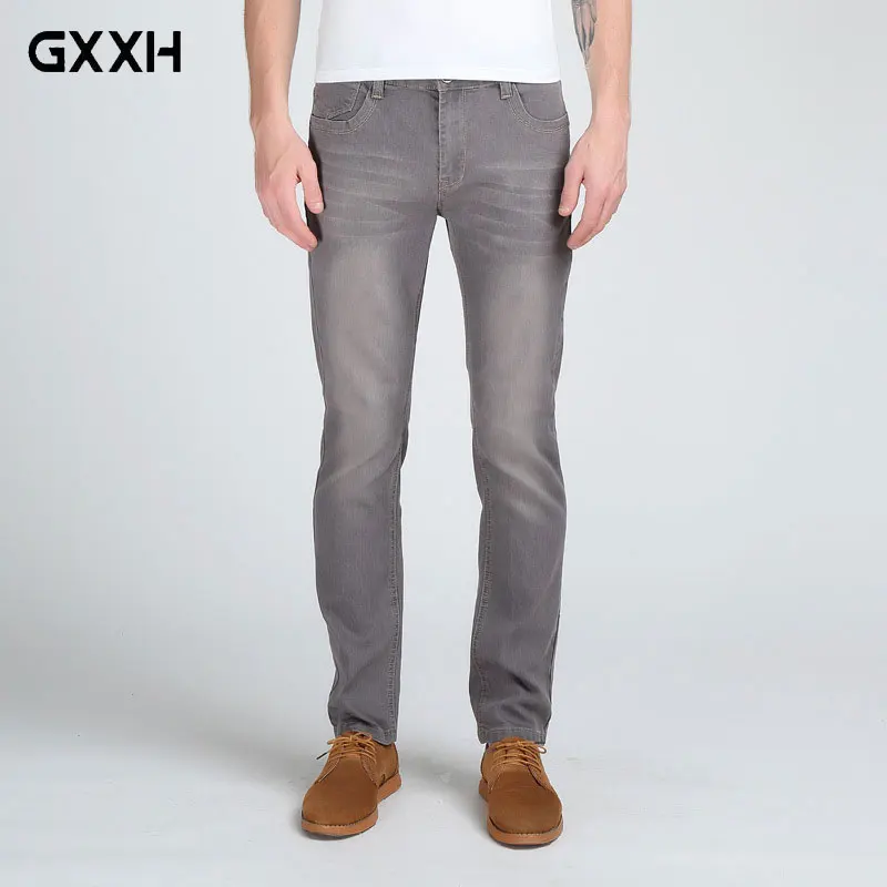 

2019 New Men's Stretch Jeans Fashion Slim Fit Men's Casual Denim Pants Color Dark Blue/Black/Grey Size 28-32 33 34 36 38