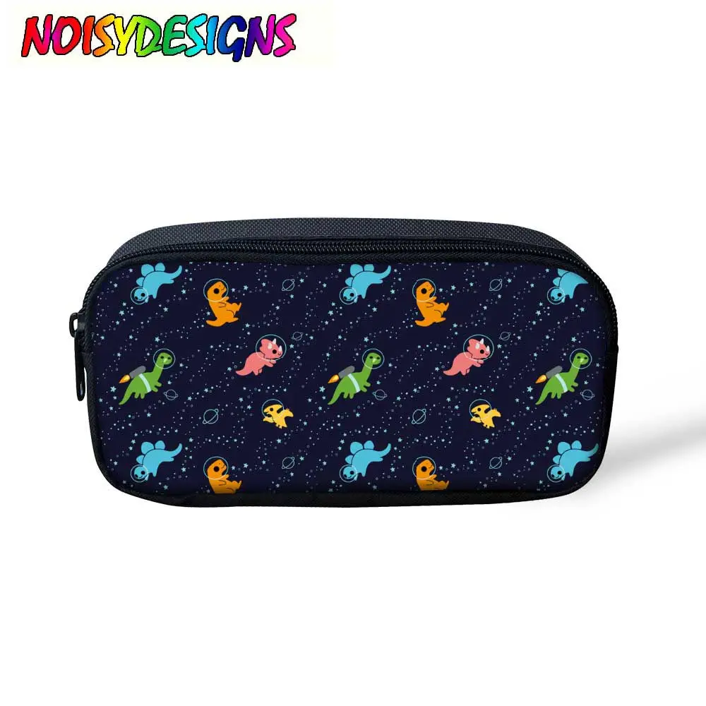 

Dinosaurs In Space Pattern Pencil Case For Boys Girls Kawaii Canvas Pencil Bag Box Animals School Supplies Stationery Makeup Bag