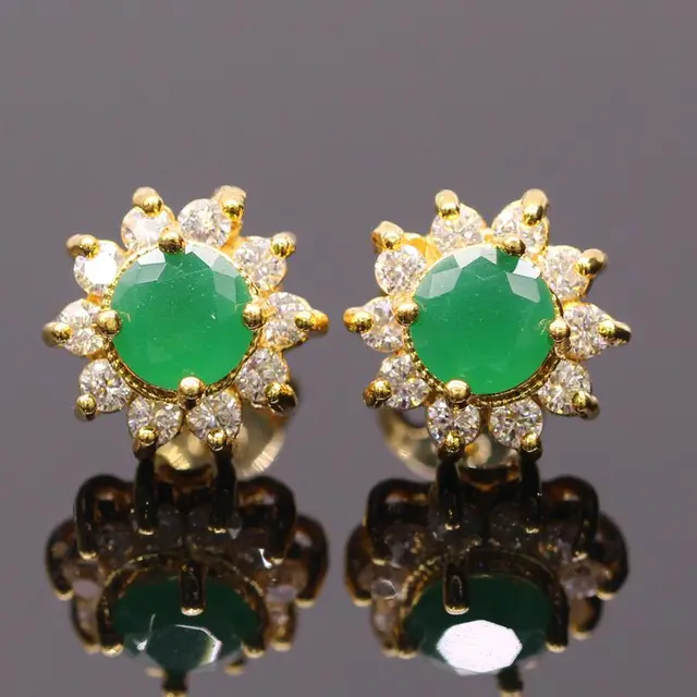 Jy Fashion Jewelry Yellow Green Stone Gold Color Earrings For Women Jy Fashion Jewelry Yellow Green Stone Gold Color Earrings For Women Crystal Zircon Attractive Stud