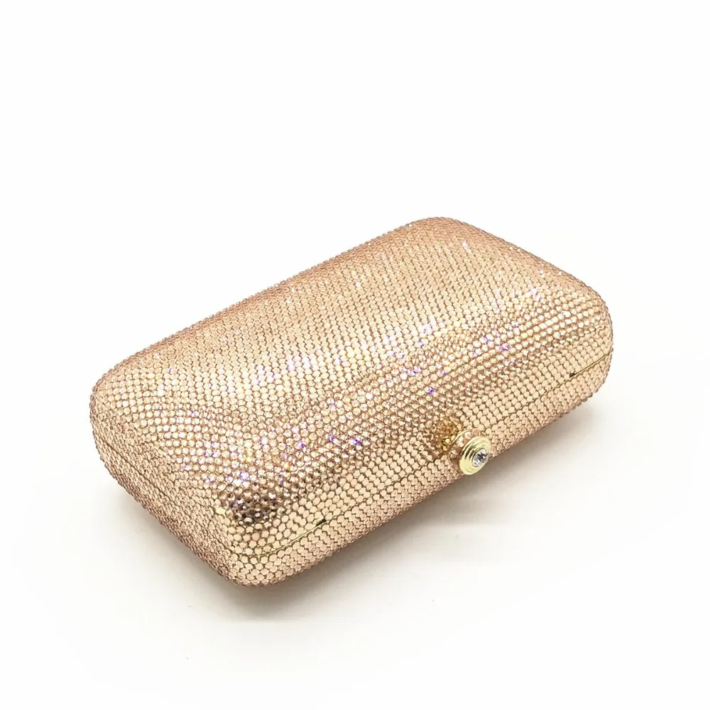 Сумочка-клатч с кристаллами цвета шампанского/золота, вечерняя сумочка, сумочка-клатч Minaudiere, сумка-мессенджер для невесты
