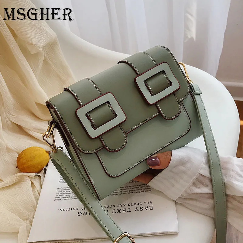 

MSGHER Colorful Pu Leather Crossbody Bags With Scarf Design For Women 2019 Summer Shoulder Messenger Bag Lady Quality Handbags