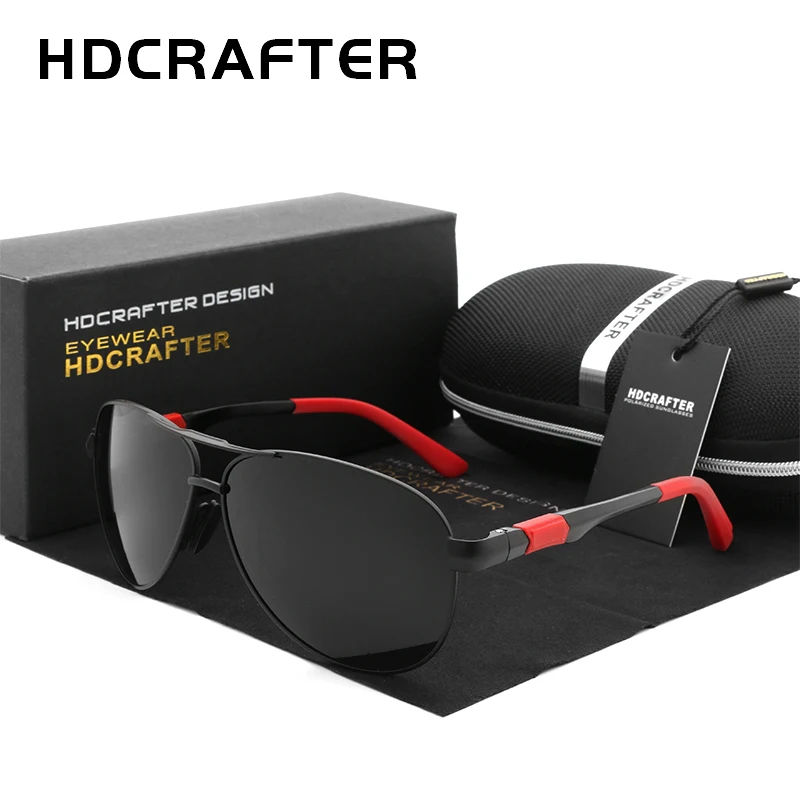

HDCRAFTER Men Brand Sunglasses Polarized Eyewear UV400 Pilot Sun Glasses for Drivers Travel Oculos Gafas De Sol