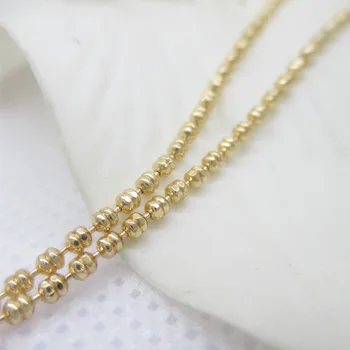

2 Meters 1.5MM 24K Champagne Gold Color Copper Double Flat Beads Necklace Chains High Quality Diy Jewelry Findings Accessories