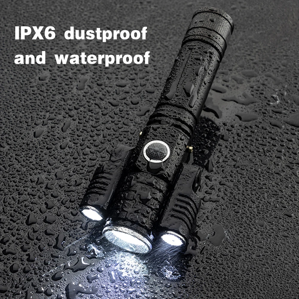 Деформируемый светодиодный фонарик супер яркий фонарь 1T6+ 2XPE Zoomable 4 режима освещения питание от аккумулятора 18650 для кемпинга, охоты