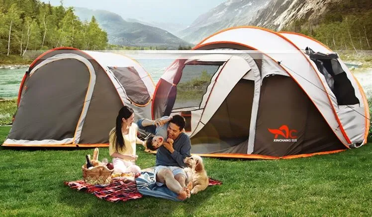 Barraca de Acampamento Prova de Vento Automático de um segundo Aberto Aberto de Viagem 5 8 Pessoa 280 200 120 cm Ultraleve Barraca Grande Impermeável à de Viagem Caminhadas Tendas 7 acampamento à prova dwindproof água à prova