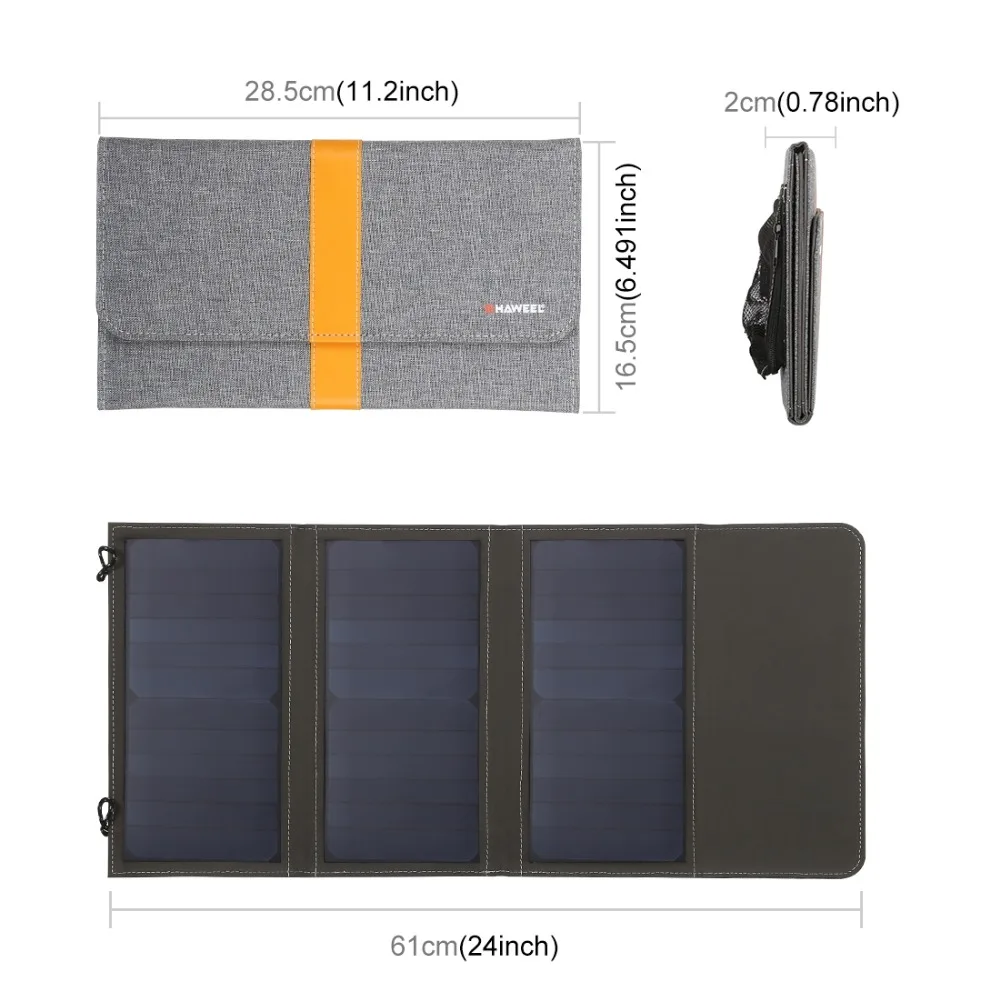 HAWEEL водостойкие складное солнечное зарядное устройство сумка 14 Вт/21 Вт/28 Вт солнечные панели и двойной USB порт для iphone/ipad/ноутбук/Galaxy/Xiaomi/huawei