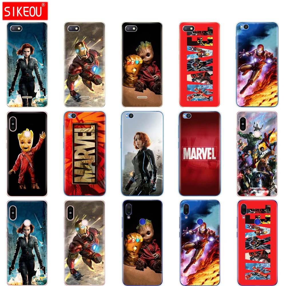 

case for redmi 6a 6 pro case cover for xiaomi redmi note 7 6 pro redmi go case for xiaomi mi 9 SE Marvel superheroes
