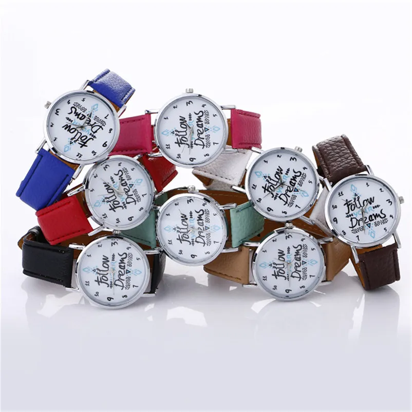 Women's watches 2018 fashion Neutral Letter Pattern Fashion Leather Quartz Wrist Watch clock Relogio feminino M02 (8)