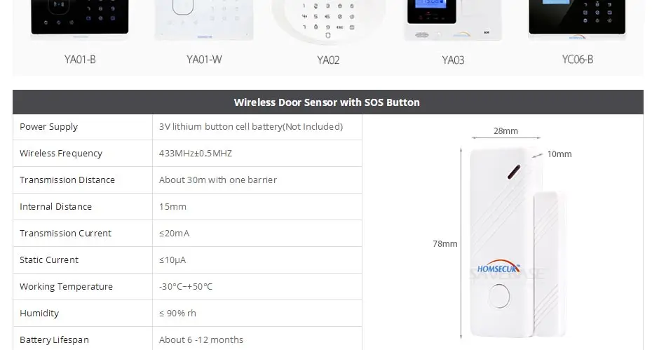 Homsecur беспроводный датчик двери/окна A2-1 для нашей 433 МГц 4G/3g/GSM/PSTN системы сигнализации