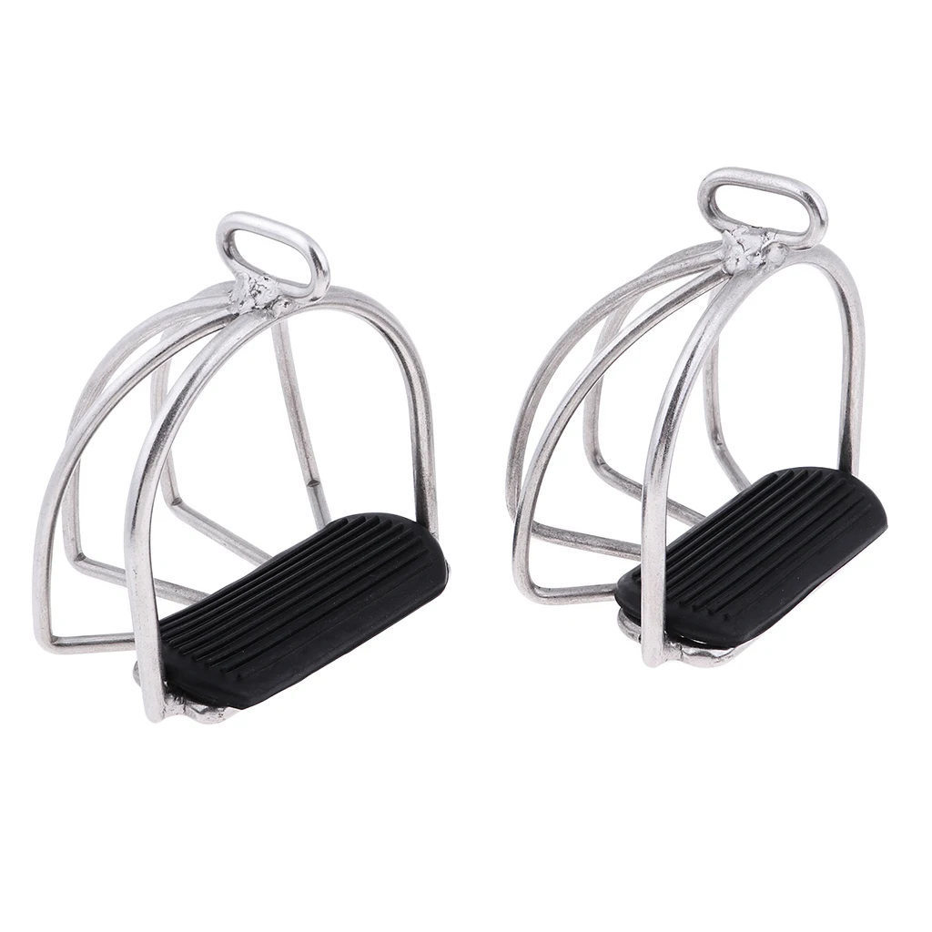 STAINLESS STEEL ENDURANCE FLEX RIDE CAGED SAFETY STIRRUPS EQUESTRIAN