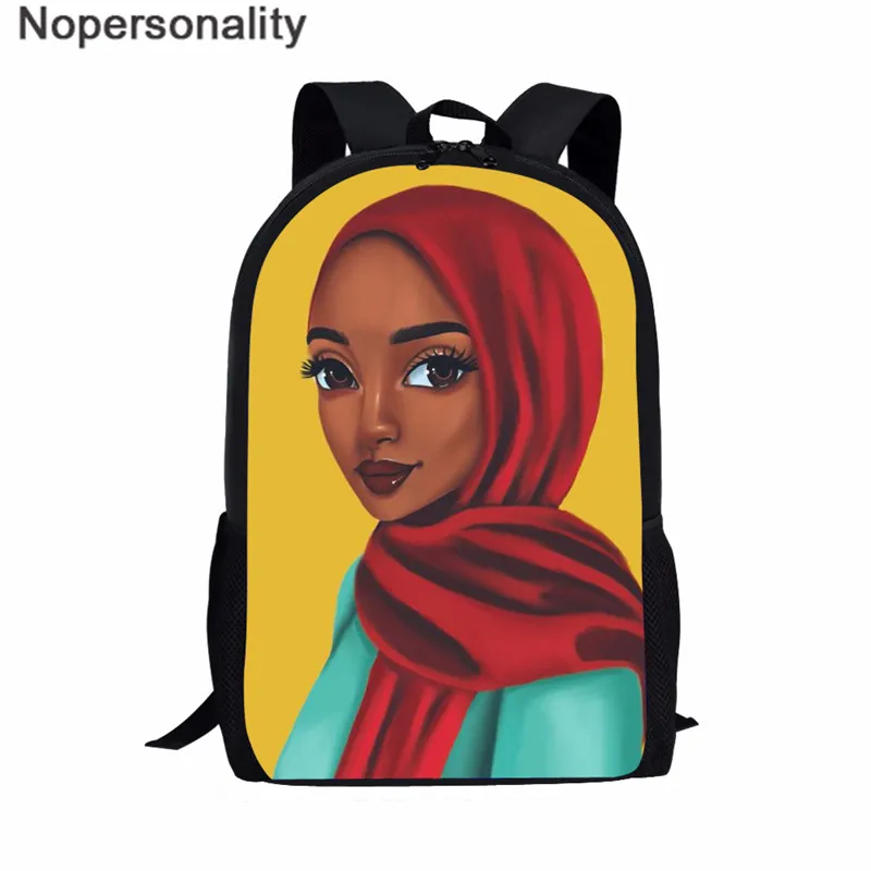 Nopersonality Black Art Afro Girl Print African Backpack for School Teenage Girls Book Bags Toddler Schoolbag Mochila Escolar - Цвет: Z5113C