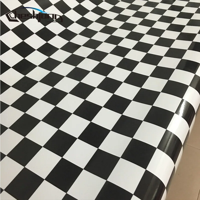  Black White Chess Board Background Camouflage Vinyl Cheker Decal For Racing Car ROOF Hood Furniture