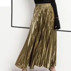 2019 Женская модная цветная универсальная тонкая складчатая юбка Бесплатная доставка юбка новая летняя длинная юбка
