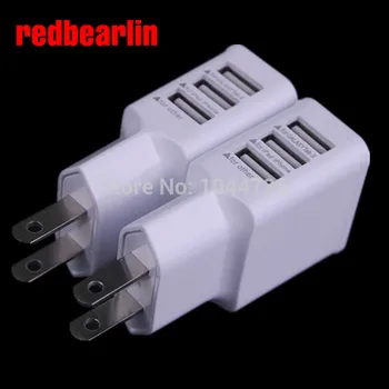 

redbearlin 200pcs/lot white Color US Eu 3 usb port 2A ac home wall charger for iphone 4 5 6 for samsung galaxy tab s4