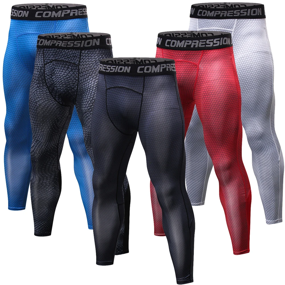 

Brand 2018 New Men Fitness Joggers Leggings Tights Elastic Patchwork Compression Tights Quick Dry Breathable Bodybuilding Pants