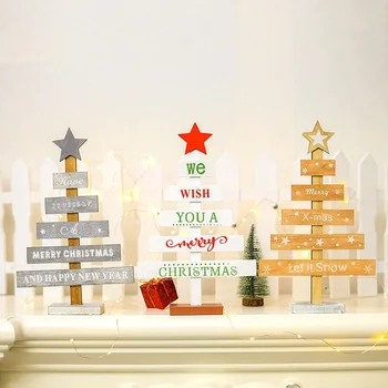

New Wooden Mini Christmas Tree Desktop Ornaments Merry Christmas Party Decoration Creative Xmas Tree Ornaments