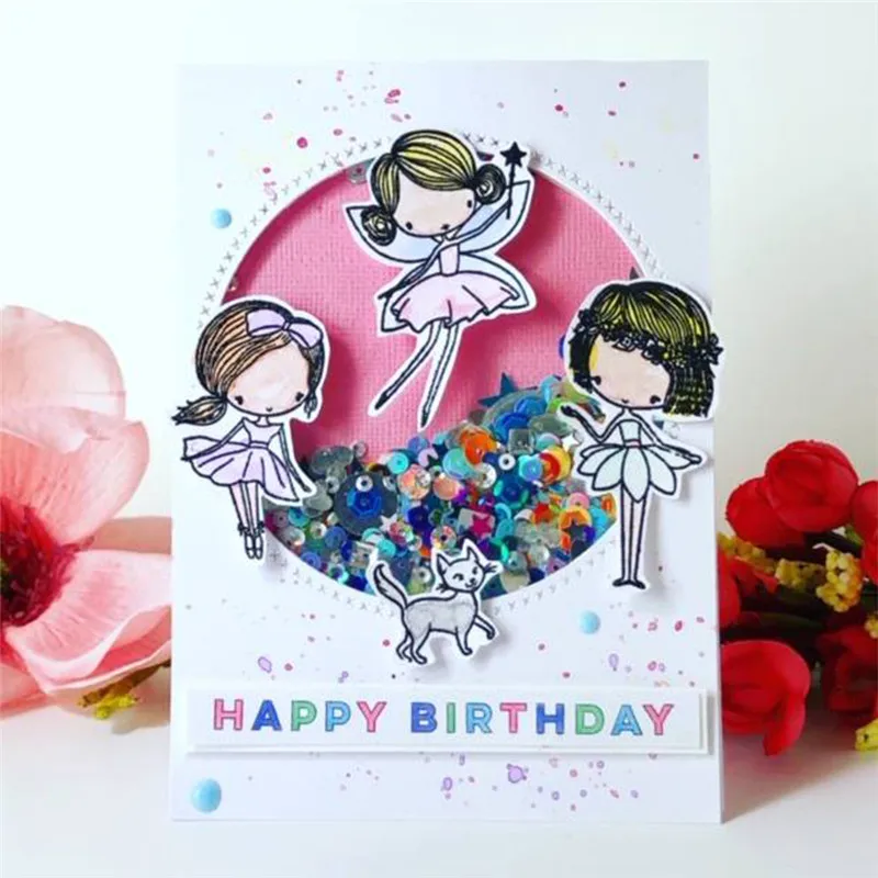 

GJCrafts Garden Fairies Fussy Cutting Die Metal Cutting Dies Girls Cat Stamps Stencils for DIY Scrapbook Card Decorative Craft