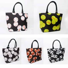 Маленькая Печать холст база-мяч Tote оптом заготовки команда кошелек с PU ручкой и магнитной защелкой закрытие DOM1061052