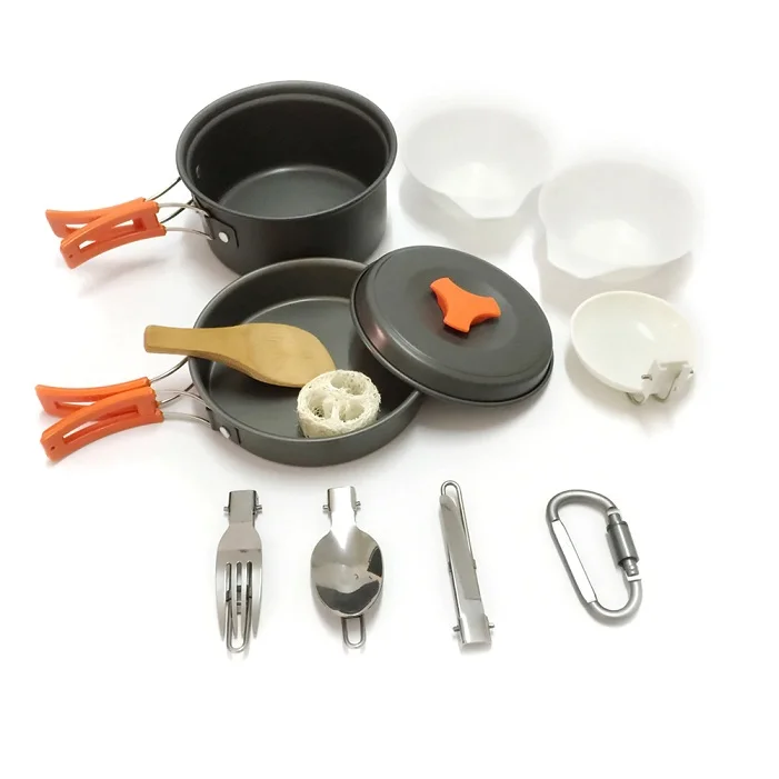 9 шт., походный чайник для пикника, набор посуды с карабином, походная посуда - Цвет: 05
