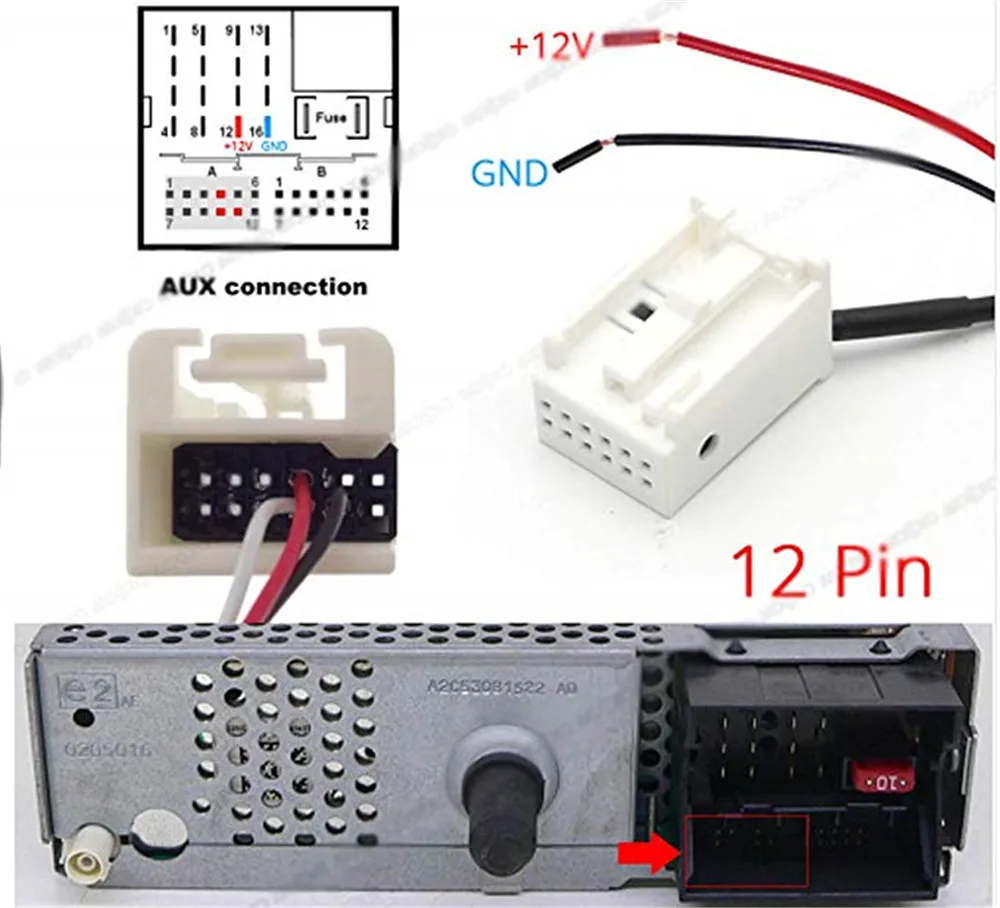 Adattatore Bluetooth per cavo Aux per auto a 12 PIN per VW 510 Rcd 200 210  310 500 - AliExpress