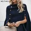 WOTWOY 2019 Knitted Cloak Sweater Women Casual Loose Shawl Autumn Winter Streetwear Poncho Women Sweater And Pullovers Plus Size