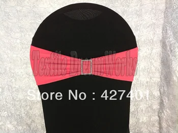 

Hot Sale Pink Spandex Bands / Lycra Band /Chair Covers Sash With Rectangle Diamond Buckle For Wedding & Banquet