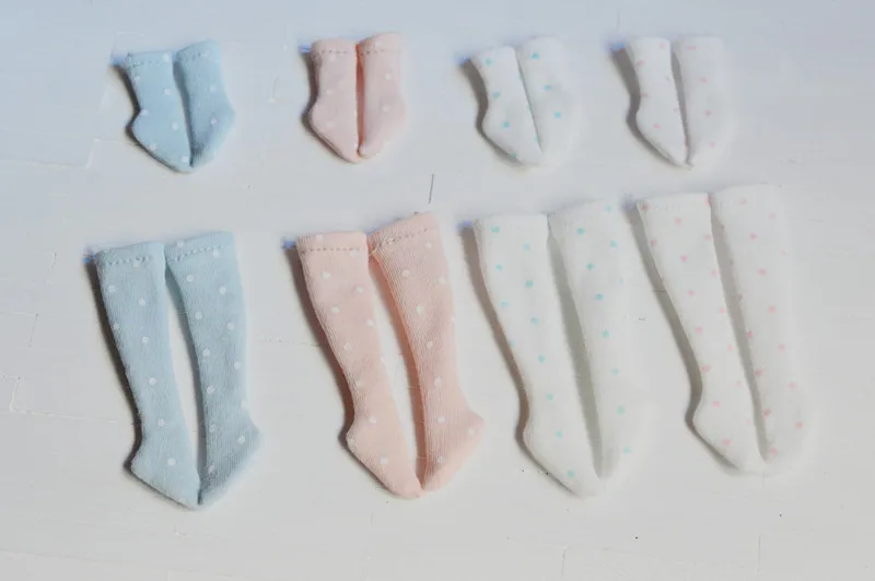 1 пара носков длиной до колена для кукол милые носки в горошек Blyth Azone barbis Pullip 1/6 OB11