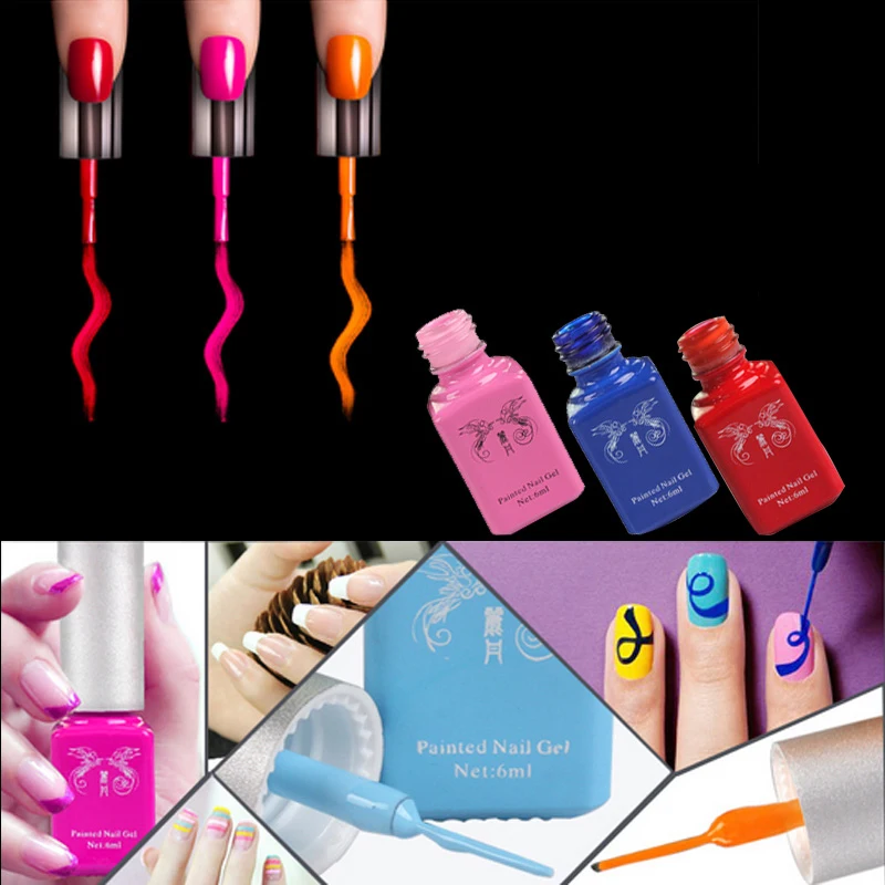 

2016 New Trend 6ml UV Gel Nail Polish Nail Gel Liner Painting Nail Gel Dotting Tool DIY Nail Art Decoration Drawing Pen