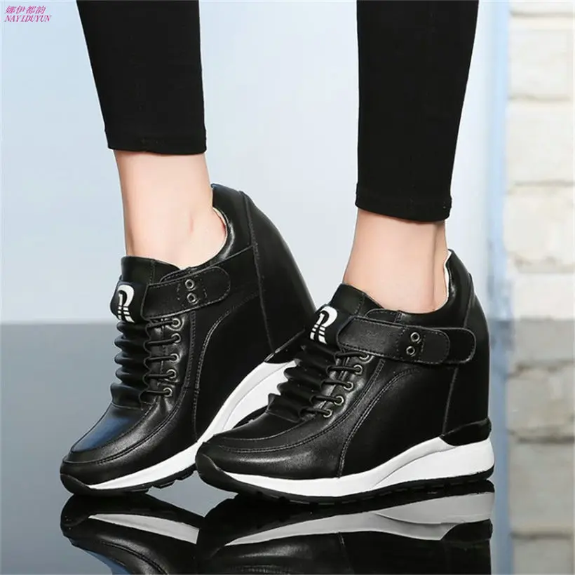 

Genuine Leather Oxfords Shoes Women Wedges Platform Creepers High Heel Party Pumps Low Top Trainers Tennis Shoes Casual Shoes