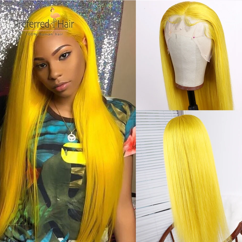 

Preferred Preplucked Yellow Wig Straight 613 Lace Front Wig With Baby Hair Remy Brazilian Full Lace Human Hair Wigs For Women