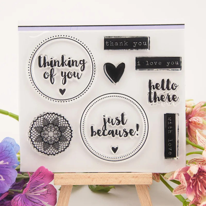 

2018 Common Used Words Circle Transparent Clear Silicone Stamp Seal DIY Scrapbooking Photo Album Decorative Clear Stamp Sheets