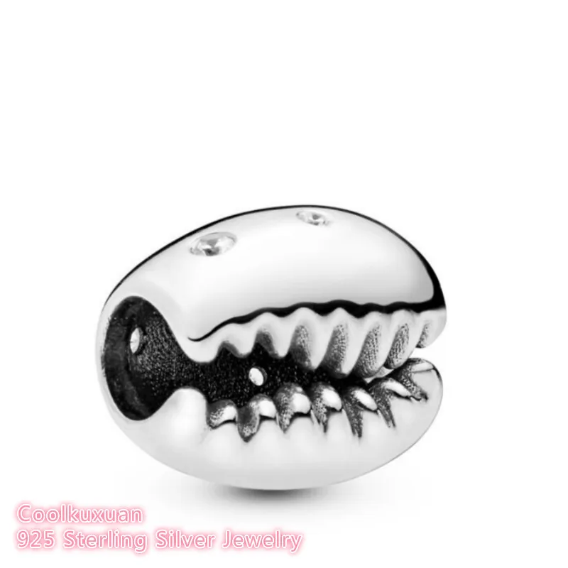 

2019 Summer 100% 925 Sterling Silver Sparkling Coffee Bean Shell Charm beads Fits Original Brand bracelets Jewelry Making