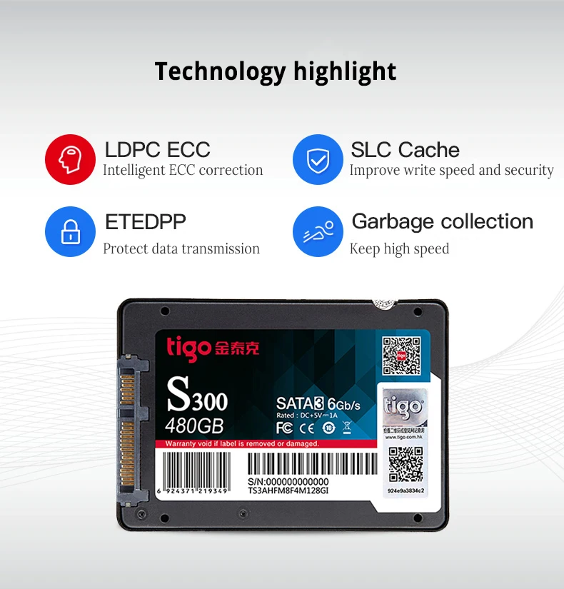 Tigo SSD 480 GB SATA3 2,5 дюйма Внутренний твердотельный накопитель для настольных ПК жесткий диск 480 gb sata 3 подарок sata