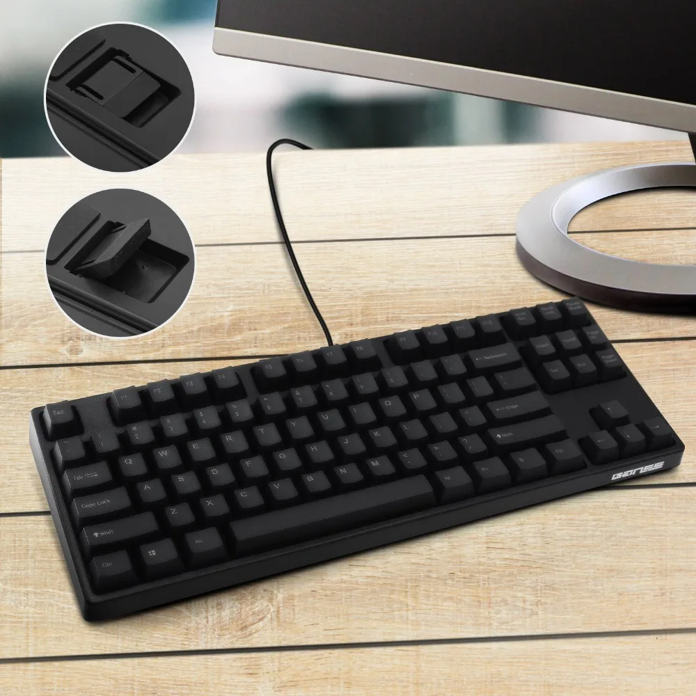 

Gaming Keyboard with [Cherry MX Blue Switch] 87 Keys TKL Anti-Ghosting Mechanical Keyboard for Office and Game r- QWERTY-Layout