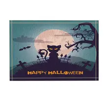 Хэллоуин Декор кошка крест забор дерево и летающие летучие мыши против полнолуния коврик для ванной нескользящий дверной коврик пол вход коврик