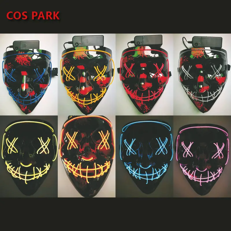 

Halloween Mask EL Wire LED Scary Mask for Festival Parties Costume, Fakes Masquerades Light up V Mask