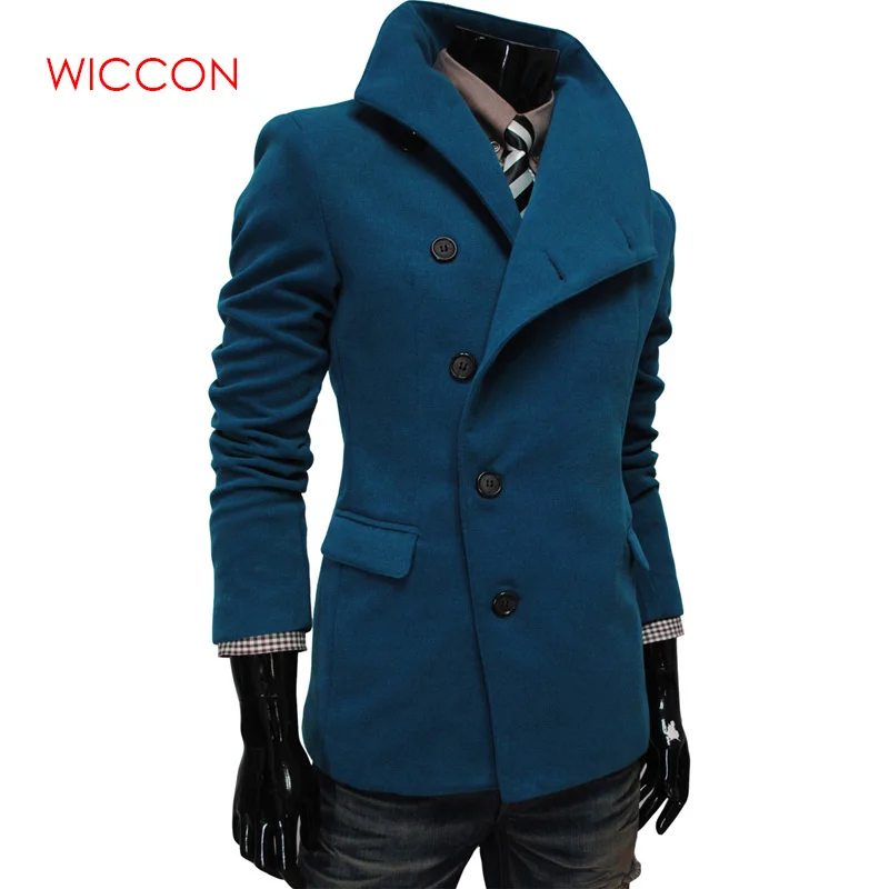 New Single-Breasted Lapel Oblique Placket Wool Coat For Men Men 'S Clothing Coats Jacket Strench