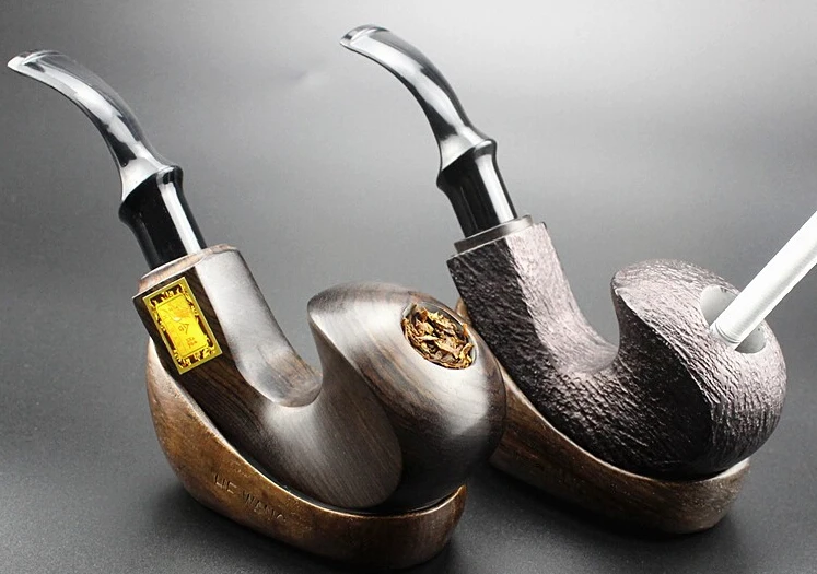 

20167high quality Purple ebony pipe tobacco pearls hand-real number curved wooden Smoking Men's Accessories free shipping LH0144