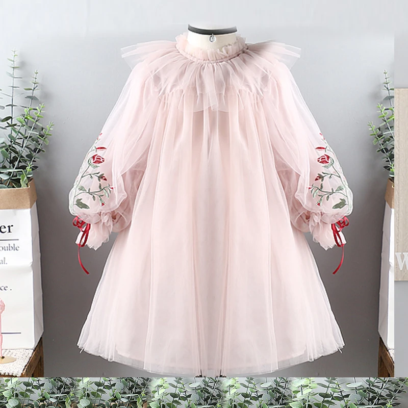 

Girls Dress New Autumn Full Sleeve Lace Princess Dress Kids Clothes Party Dress For 3-14 Year Kids Girls Elegant Costome