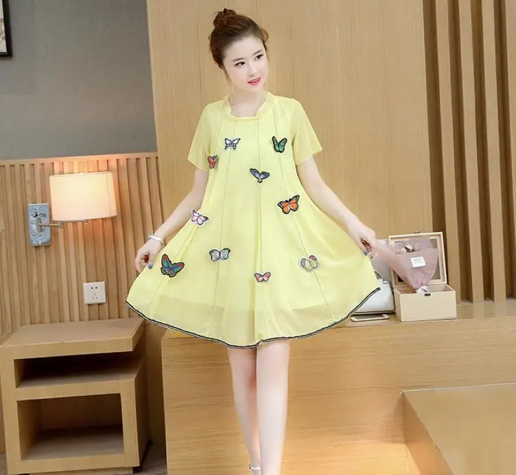 

2019 new 20L Maternity wear, summer chiffon sleeveless vest three-dimensional bow maternity dress