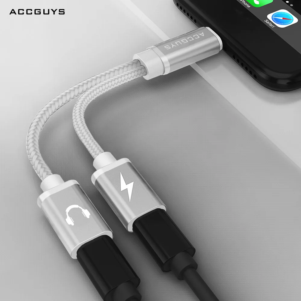 ACCGUYS 2 в 1 двойной аудио конвертер для iPhone 7 8 Plus сплиттер разъем наушников Aux кабель