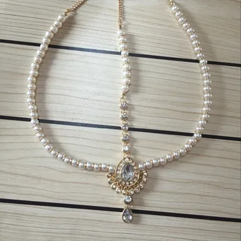 

Handmade Kundan stones hair chain head chain head jewellery