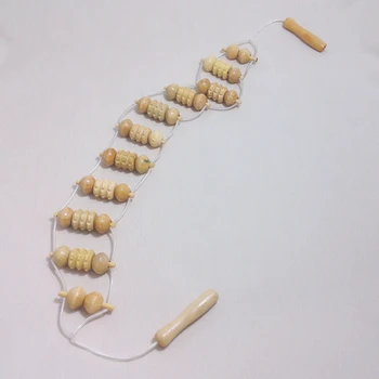 

Beige Wooden Wheel Back Waist Care Roller Massager TK-ing