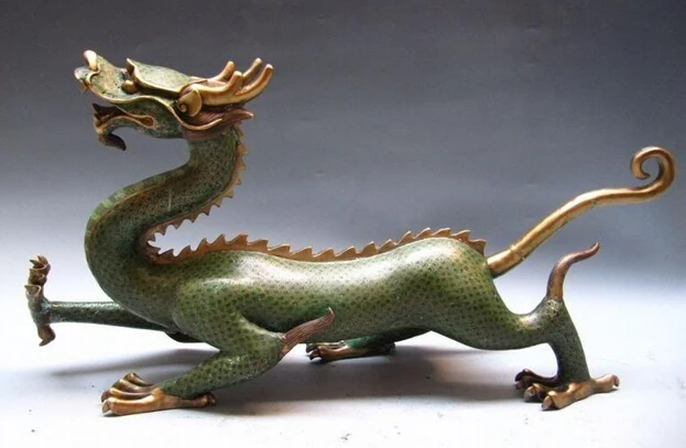 

shitou 001276 14"Regius Great 100% Bronze Copper cloisonne enamel Fly Dragon AA Statue discount 30% (C0324)