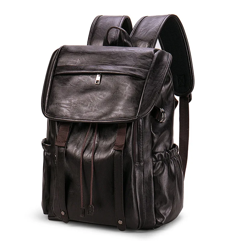 

New Brand Men Backpack Leather Male Functional Bags Men Waterproof Backpack PU Big Capacity Men Bag School Bags For Teenager