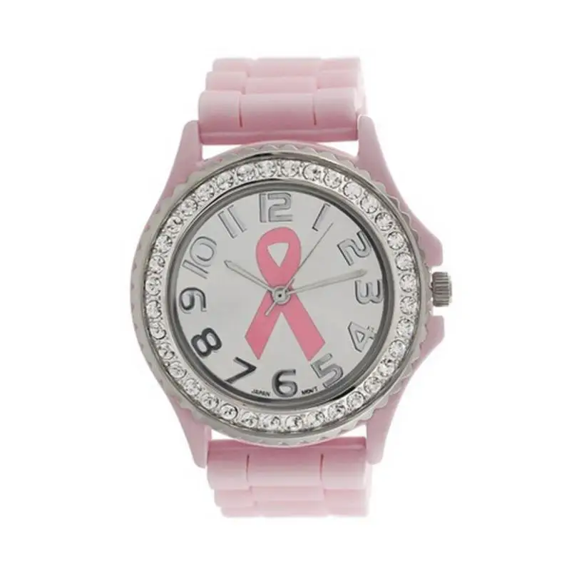 

2018 fashion Women Girl Crystal Cancer Dial Quartz Analog Silicone Band Wrist Watch casual students watches female bracelet