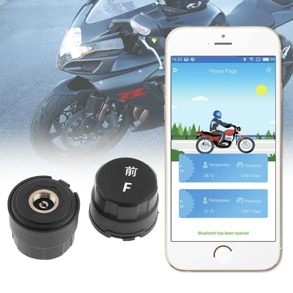 

2pcs Smart Car TPMS Bluetooth 4.0 Tyre Tire Pressure Alarm Warning Real-Time Detector Support Andriod / IOS